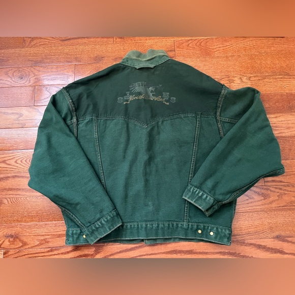 RARE-VTG 90s Levi's yarn-dyed green denim jacket limited Men’s Sz L - Picture 7 of 15